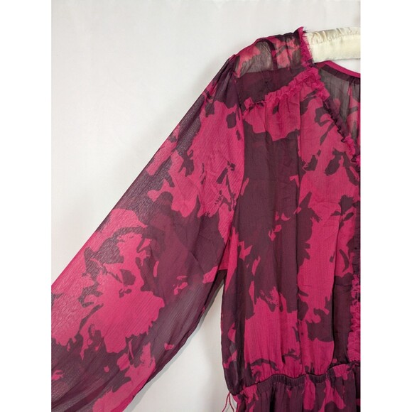 Simply Vera Vera Wang Dress XXL Women's Pink Vneck Ruffle A Line Slip Lining - Picture 3 of 9